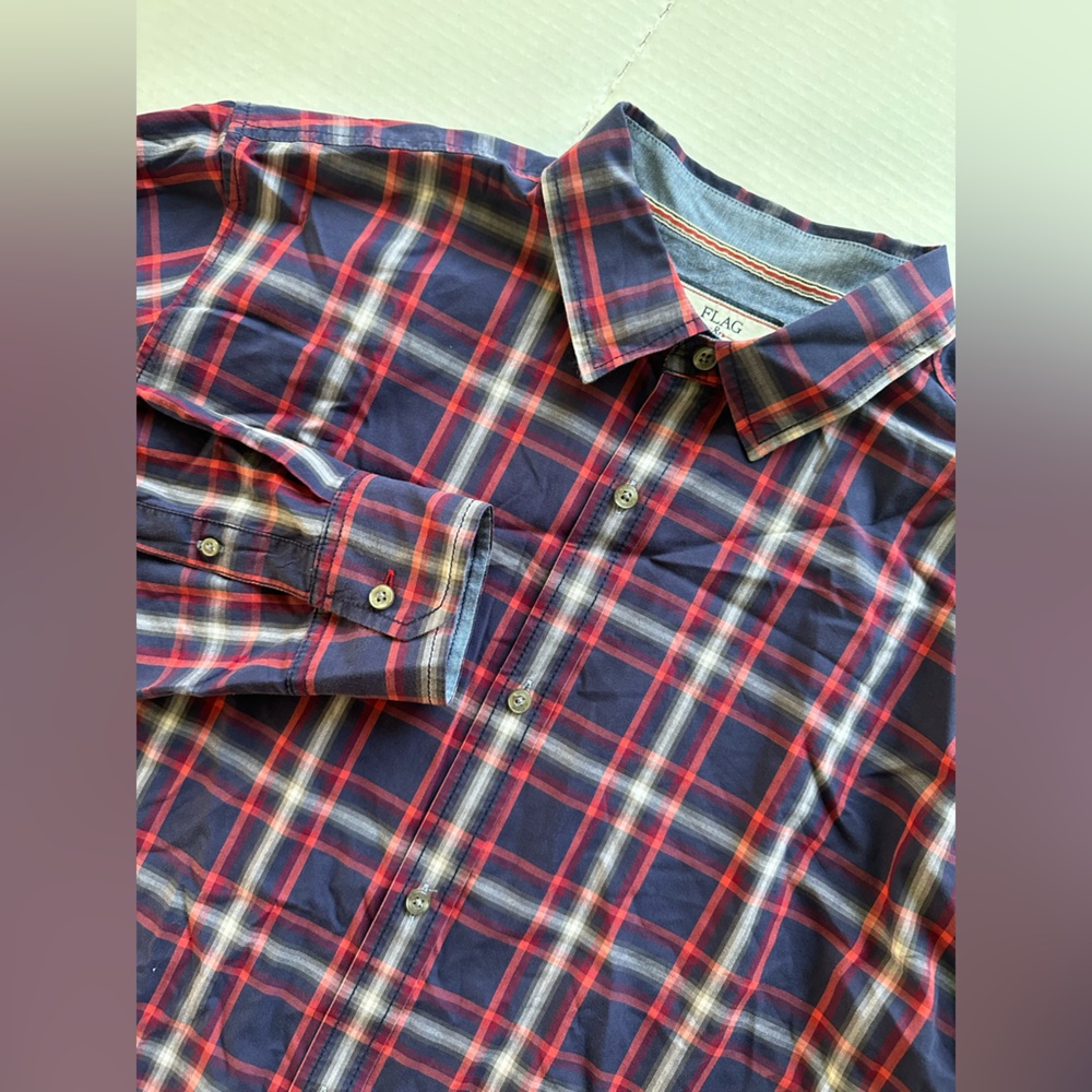 Flag & Anthem Men’s Shirt Size‎ XL blue plaid long sleeve shirt